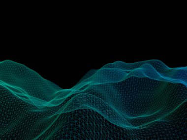 Soyut manzara arka plan. Siber kılavuz. Yüksek teknoloji ağ. 3D teknolojisi illüstrasyon.