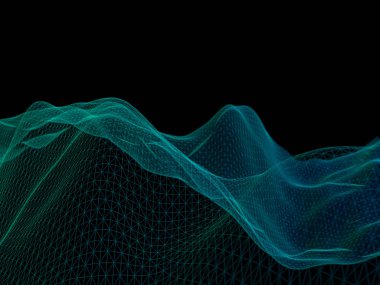 Soyut manzara arka plan. Siber kılavuz. Yüksek teknoloji ağ. 3D teknolojisi illüstrasyon.