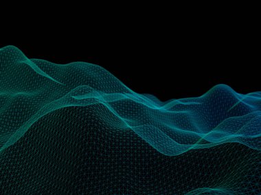 Soyut manzara arka plan. Siber kılavuz. Yüksek teknoloji ağ. 3D teknolojisi illüstrasyon.