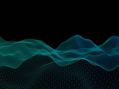 Soyut manzara arka plan. Siber kılavuz. Yüksek teknoloji ağ. 3D teknolojisi illüstrasyon.