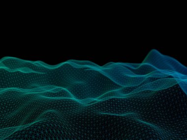 Soyut manzara arka plan. Siber kılavuz. Yüksek teknoloji ağ. 3D teknolojisi illüstrasyon.