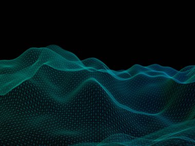 Soyut manzara arka plan. Siber kılavuz. Yüksek teknoloji ağ. 3D teknolojisi illüstrasyon.