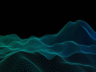 Soyut manzara arka plan. Siber kılavuz. Yüksek teknoloji ağ. 3D teknolojisi illüstrasyon.