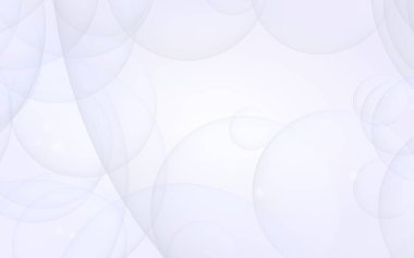 Soyut beyaz arkaplan. Arkaplanda şeffaf kabarcıklar var. 3B illüstrasyon