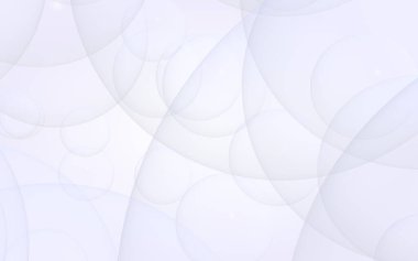 Soyut beyaz arkaplan. Arkaplanda şeffaf kabarcıklar var. 3B illüstrasyon