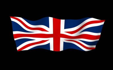 Büyük Britanya bayrağını sallıyor. İngiliz bayrağı. Büyük Britanya ve Kuzey İrlanda Birleşik Krallığı. Birleşik Krallık 'ın sembolü. 3B illüstrasyon
