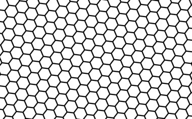Beyaz arka planda siyah bal peteği. Çokgenin perspektif görüntüsü bal peteğine benziyor. İzometrik geometri. 3B illüstrasyon