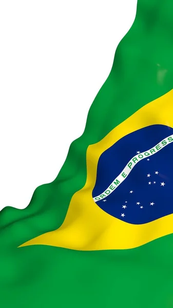 Waving flag of Brazil. Ordem e Progresso. Order and progress. Rio de Janeiro. South America. State symbol. 3d illustration — Stock Photo, Image