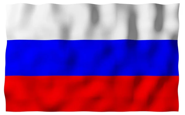 Viftande flagga av ryska federationen. Den nationella. Stats symbol för Ryssland. 3D-illustration — Stockfoto
