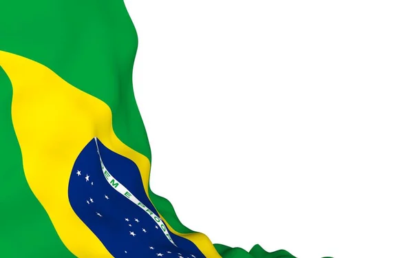 Waving flag of Brazil. Ordem e Progresso. Order and progress. Rio de Janeiro. South America. State symbol. 3d illustration — Stock Photo, Image