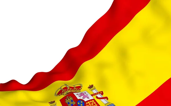 A bandeira da Espanha. Símbolo oficial do Estado do Reino de Espanha. Conceito: web, páginas de esportes, cursos de idiomas, viagens, elementos de design. ilustração 3d — Fotografia de Stock