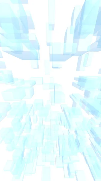 Μπλε και άσπρο αφηρημένο ψηφιακό και τεχνολογικό υπόβαθρο. Το μοτίβο με επαναλαμβανόμενα ορθογώνια. 3D απεικόνιση — Φωτογραφία Αρχείου