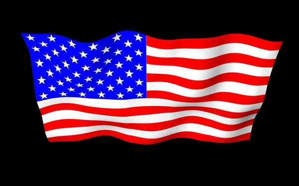 Waving flag of the United States of America on a dark background. Stars and Stripes. State symbol of the USA. 3D illustration — Stock Photo, Image