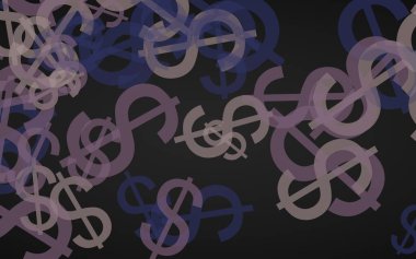 Koyu arka planda gri yarı saydam dolar işaretleri. Gri tonları. 3d illüstrasyon