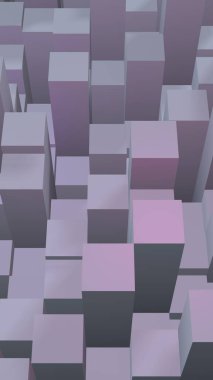 Soyut pembe gri zarif küp geometrik arka plan. Kaotik olarak gelişmiş dikdörtgen çubuklar. 3d Rendering, 3d illüstrasyon