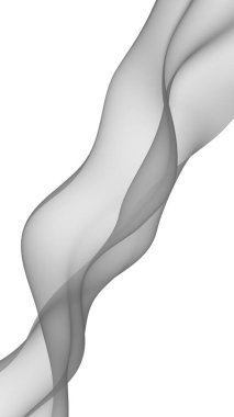 Soyut gri dalga. Raster hava desteği. Beyaz arka planda parlak gri kurdele. Gri eşarp. Soyut gri duman. 3B illüstrasyon