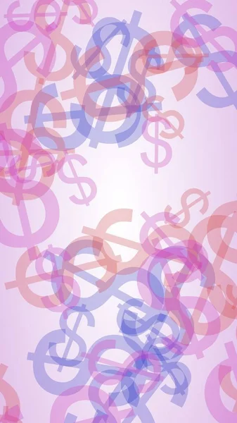 Signos de dólar translúcidos multicolores sobre fondo blanco. Tonos rojos. Ilustración 3D — Foto de Stock