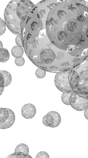 Ethereum bulle financière économique. crypto monnaie illustration 3D. Concept d'entreprise. Bulles grises sur fond blanc — Photo