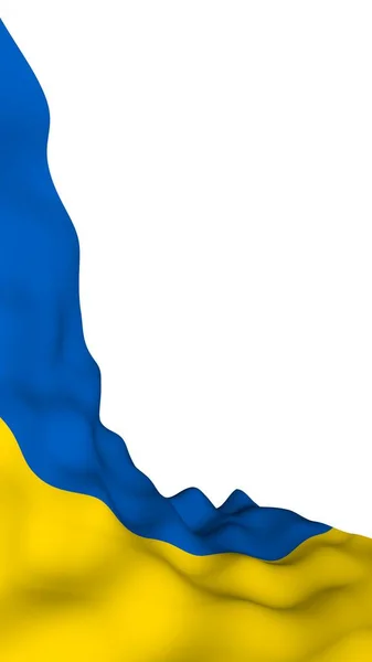 Ukrainas flagga på en vit bakgrund. Nationell flagga och delstat. Blå och gul tvåfärgad. 3D illustration viftande flagga — Stockfoto