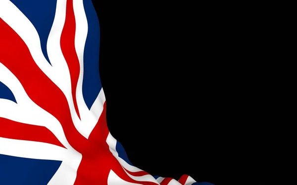 在黑暗的背景下摇曳着大不列颠的国旗.英国国旗55.大不列颠及北爱尔兰联合王国。英国的国家象征。3D插图 — 图库照片
