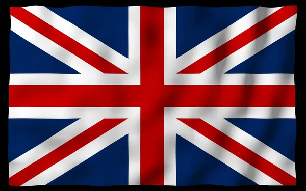 Waving flag of the Great Britain on dark background. British flag. United Kingdom of Great Britain and Northern Ireland. State symbol of the UK. 3D illustration — Stock Photo, Image