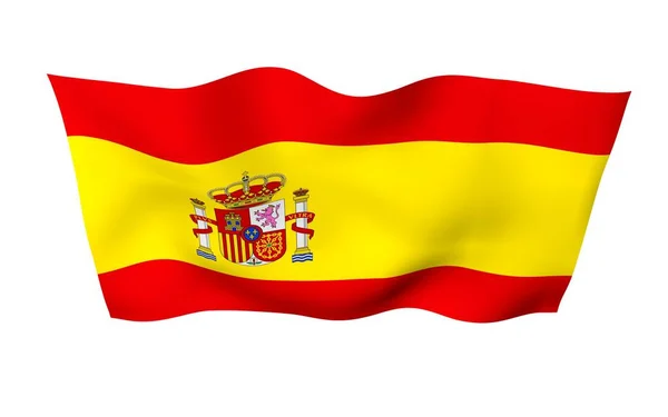 A bandeira da Espanha. Símbolo oficial do Estado do Reino de Espanha. Conceito: web, páginas de esportes, cursos de idiomas, viagens, elementos de design. ilustração 3d — Fotografia de Stock