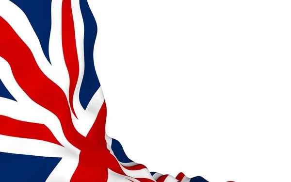 Wapperende vlag van het Groot-Brittannië. Britse vlag. Verenigd Koninkrijk van Groot-Brittannië en Noord Ierland. Staat symbool voor het Verenigd Koninkrijk. 3D illustratie — Stockfoto