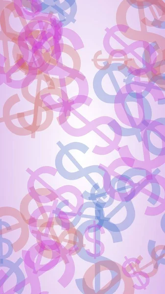 Bunte, durchscheinende Dollarzeichen auf weißem Hintergrund. Rottöne. 3D-Illustration — Stockfoto