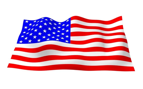 Az Amerikai Egyesült Államok zászlaját lobogtatva. Csillagok és Csíkok. Az USA állami szimbóluma. 3D illusztráció — Stock Fotó