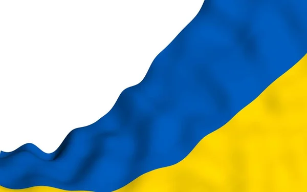 La bandiera di Ukraine su sfondo bianco. Bandiera nazionale e guardiamarina statale. Bicolore blu e giallo. Illustrazione 3D sventola bandiera — Foto Stock