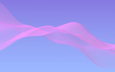 Mavi gökyüzü soyut arka plan pembe dalga. Çırpınan pembe atkı. Rüzgar pembesi kumaşa el sallıyor. 3d illüstrasyon