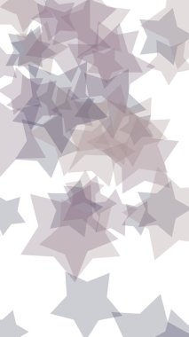 Beyaz arka planda gri yarı saydam yıldızlar. Dikey görüntü yönlendirmesi. 3d illüstrasyon