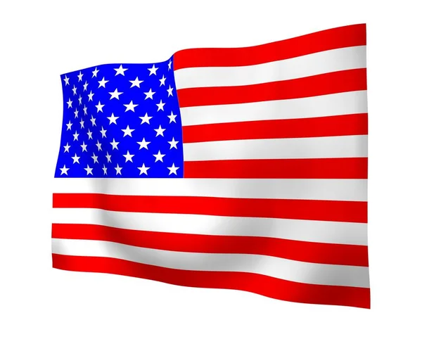 Sventolando bandiera degli Stati Uniti d'America. Stelle e strisce. Simbolo di stato degli Stati Uniti. Illustrazione 3D — Foto Stock