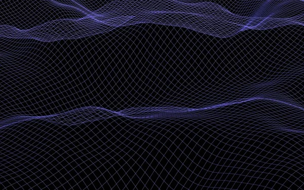Paisaje abstracto sobre un fondo oscuro. Red azul marino ciberespacial. red de alta tecnología. Ilustración 3D — Foto de Stock