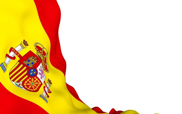 A bandeira da Espanha. Símbolo oficial do Estado do Reino de Espanha. Conceito: web, páginas de esportes, cursos de idiomas, viagens, elementos de design. ilustração 3d — Fotografia de Stock