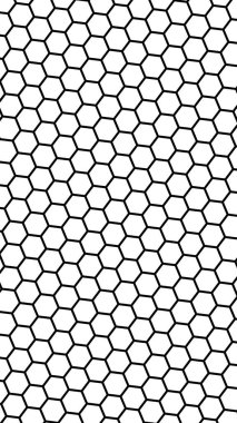 Beyaz arka plan daki siyah petek. Çokgen in perspektif görünümü petek gibi görünüyor. Biyometrik geometri. Dikey görüntü yönlendirmesi. 3d illüstrasyon