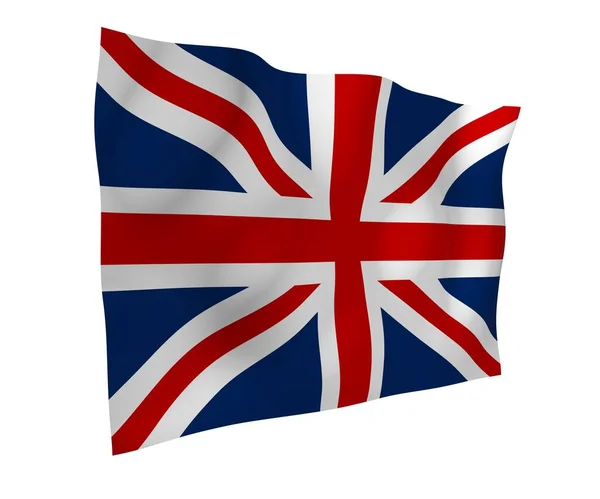 Bandeira acenando da Grã-Bretanha. Bandeira britânica. Reino Unido da Grã-Bretanha e Irlanda do Norte. Símbolo estatal do Reino Unido. Ilustração 3D — Fotografia de Stock