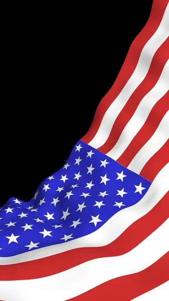 Хвильовий прапор Сполучених Штатів Америки на темному фоні. Зірки і смуги. Державний символ США. 3D ілюстрація — стокове фото