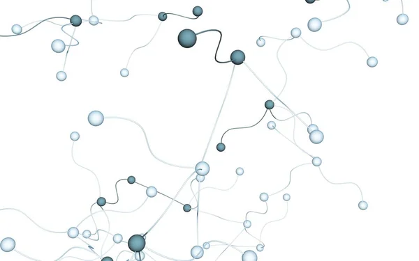 Neurala nätverk. Sociala nätverk. Futuristiskt DNA, deoxyribonukleinsyra. Abstrakt molekyl, cell illustration, mycel. Ljus bakgrund. 3D-illustration — Stockfoto