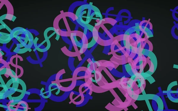 Veelkleurige doorschijnende dollar tekenen op donkere achtergrond. Rode tinten. 3D-illustratie — Stockfoto
