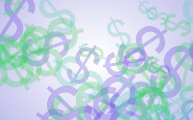 Beyaz arka planda saydam dolar işaretleri var. 3B illüstrasyon