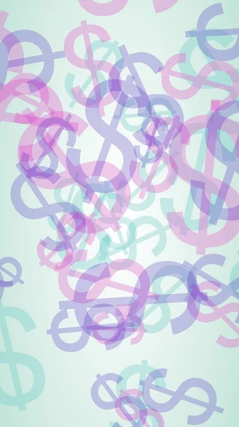 Multicolored translucent dollar signs on white background. Red tones. 3D illustration — Stock Photo, Image