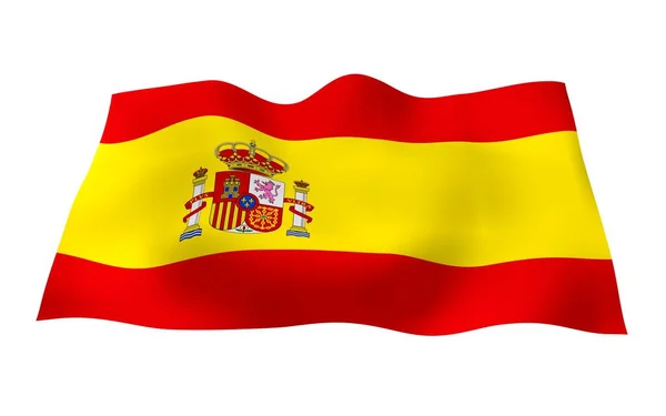 The flag of Spain. Official state symbol of the Kingdom of Spain. Concept: web, sports pages, language courses, travelling, design elements. 3d illustration — Stock Photo, Image