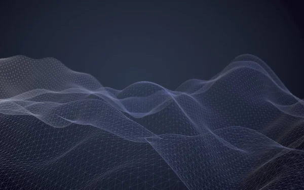 Abstract landschap op een donkere achtergrond. Cyberspace Navy blauw grid. hi tech netwerk. 3D-illustratie — Stockfoto