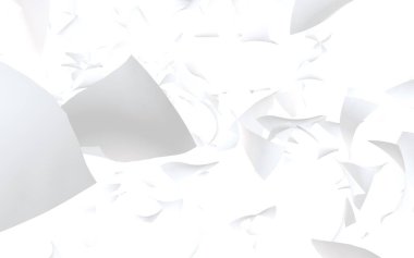 Uçan kağıtlar beyaz arka planda izole edilmiş. Soyut para havada uçuşuyor. 3d illüstrasyon