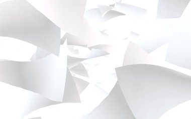 Uçan kağıtlar beyaz arka planda izole edilmiş. Soyut para havada uçuşuyor. 3d illüstrasyon