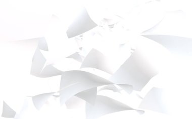 Uçan kağıtlar beyaz arka planda izole edilmiş. Soyut para havada uçuşuyor. 3d illüstrasyon