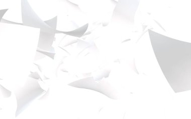 Uçan kağıtlar beyaz arka planda izole edilmiş. Soyut para havada uçuşuyor. 3d illüstrasyon