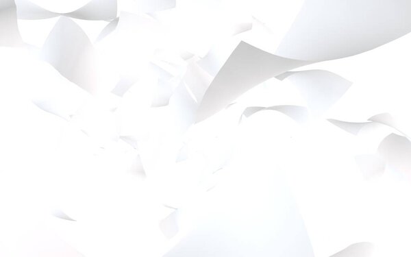 Летающие листы бумаги изолированы на белом фоне. Абстрактные деньги летят в воздухе. 3D иллюстрация
