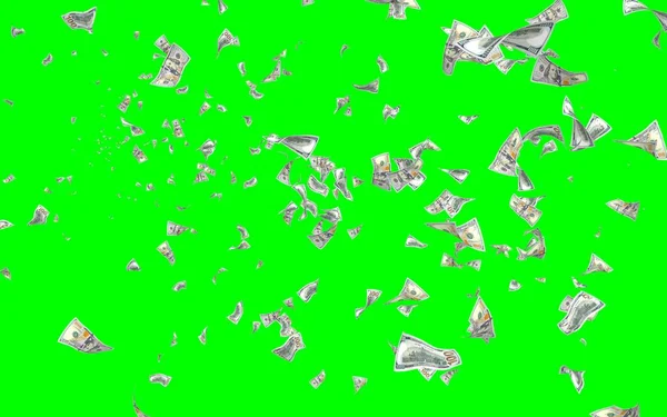 Flying Dollars Banknotes Isolated Chromakey Money Flying Air 100 Banknotes — Stock Photo, Image